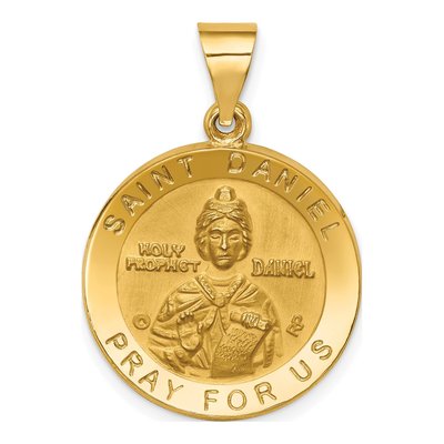 14K Yellow Gold St Daniel Hollow Medal Pendant