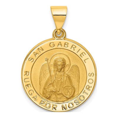 14K Yellow Gold Hollow San Gabriel Medal Pendant