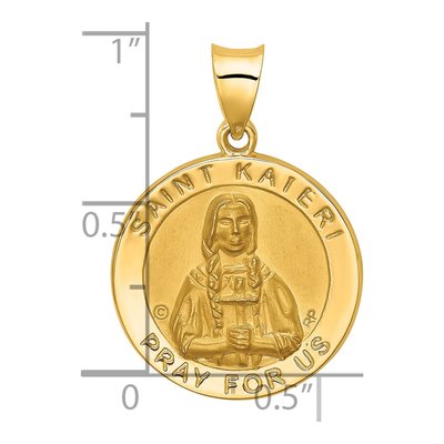 14K Yellow Gold St Kateri Medal Pendant – view 5