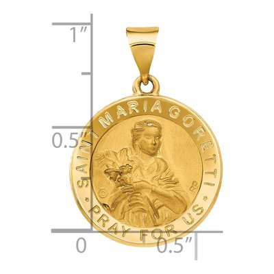 14K Yellow Gold St Maria Goretti Hollow Medal Pendant – view 4