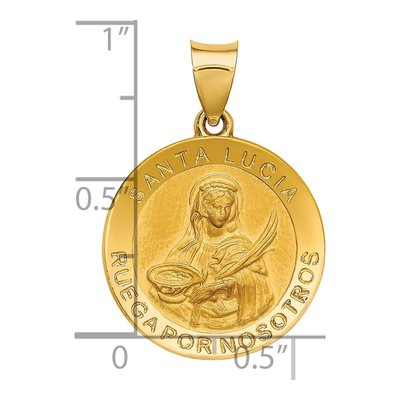 14K Yellow Gold Santa Lucia Medal Pendant – view 4
