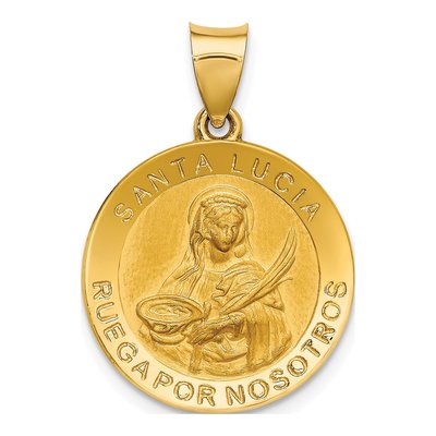14K Yellow Gold Santa Lucia Medal Pendant