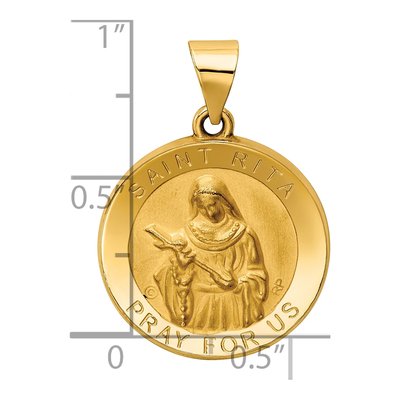 14K Yellow Gold St Rita Medal Pendant – view 5