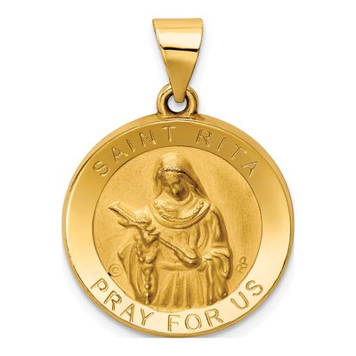 14K Yellow Gold St Rita Medal Pendant