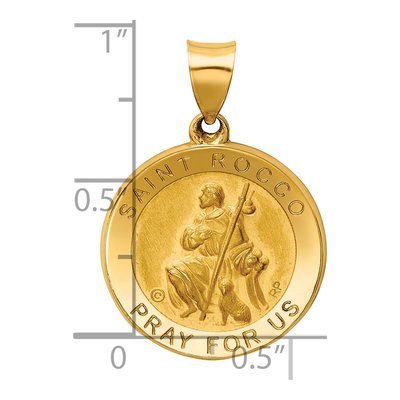 14K Yellow Gold St Rocco Medal Pendant – view 5