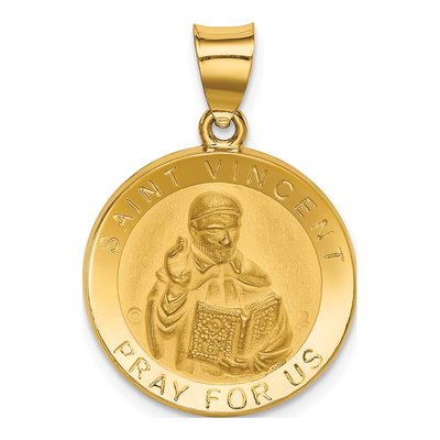 14K Yellow Gold St Vincent Medal Pendant