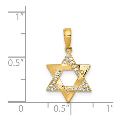 14K Yellow Gold CZ Star of David Pendant – view 5