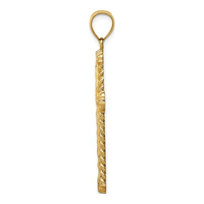 14K Yellow Gold Large Diamond-Cut Cross Pendant – view 3