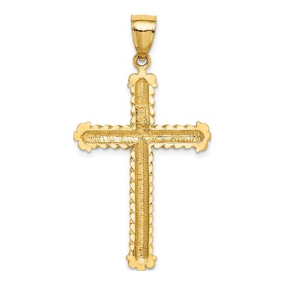 14K Yellow Gold Large Diamond-Cut Cross Pendant – view 5