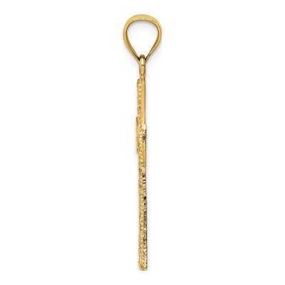 14K Yellow Gold Diamond-Cut Cross Pendant – view 3