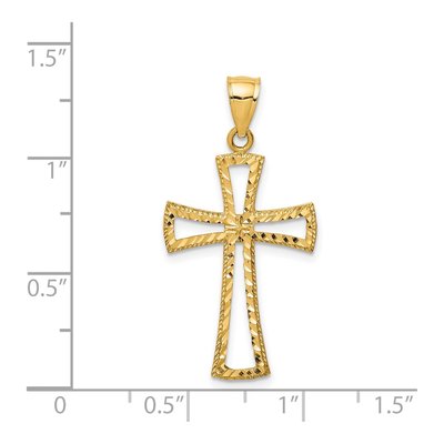 14K Yellow Gold Diamond-Cut Cross Pendant – view 4