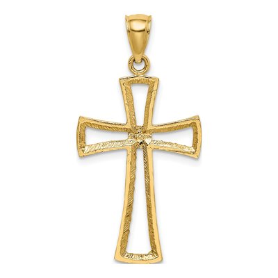 14K Yellow Gold Diamond-Cut Cross Pendant – view 5