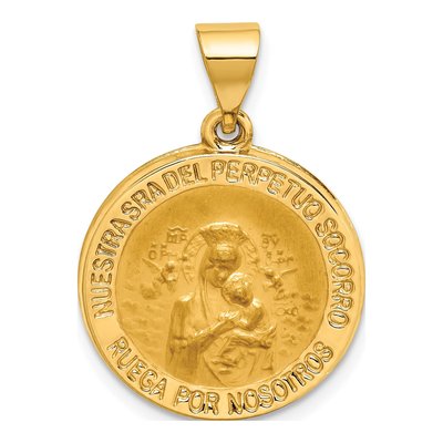 14K Yellow Gold Perpetuo Socorro Medal Pendant