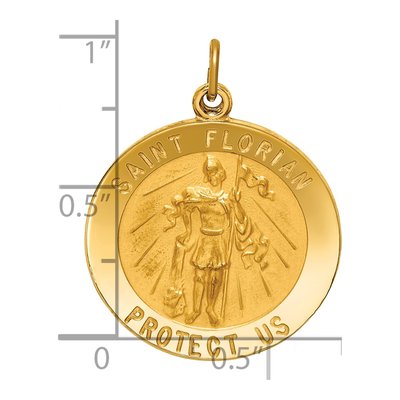 14K Yellow Gold St Florian Medal Round Pendant – view 4