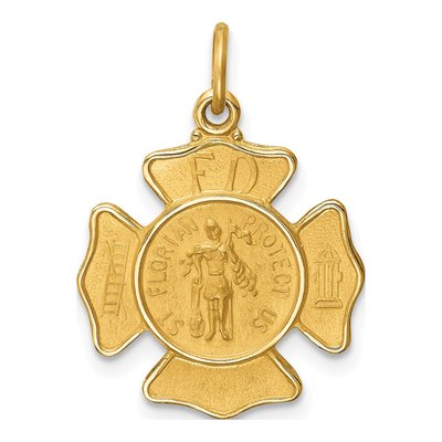 14K Yellow Gold St Florian Fire Dept Badge Charm