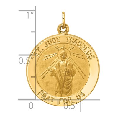 14K Yellow Gold Medium Round St Jude Thaddeus Medal Pendant – view 4