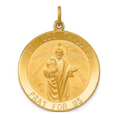 14K Yellow Gold St Jude Thaddeus Medal Pendant