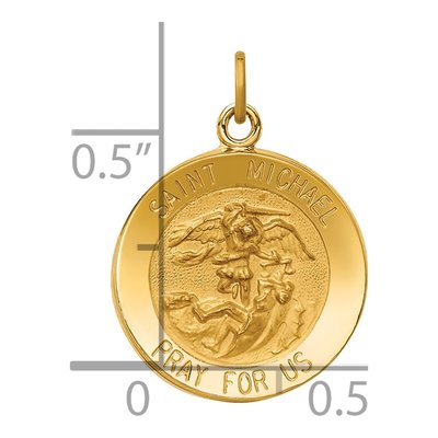 14K Yellow Gold Small Round St Michael Medal Pendant – view 5