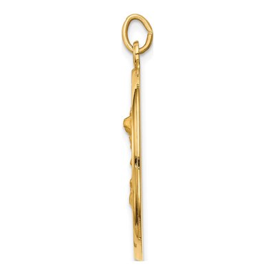 14K Yellow Gold Large Round St Michael Medal Pendant – view 3
