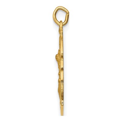 14K Yellow Gold Small St Michael Badge Medal Pendant – view 3