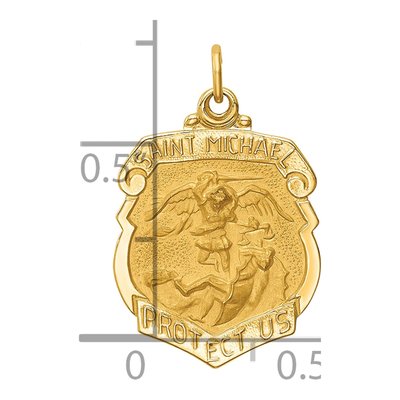 14K Yellow Gold Small St Michael Badge Medal Pendant – view 5