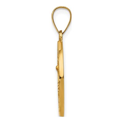 14K Yellow Gold Hollow Round Spanish San Miguel Medal Pendant – view 3