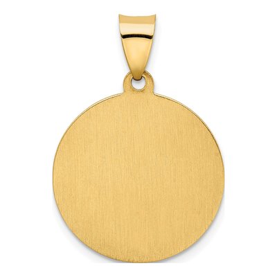 14K Yellow Gold Hollow Round Spanish San Miguel Medal Pendant – view 5