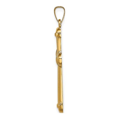 14K Yellow Gold Hollow Cross Pendant – view 3