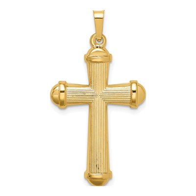 14K Yellow Gold Hollow Cross Pendant