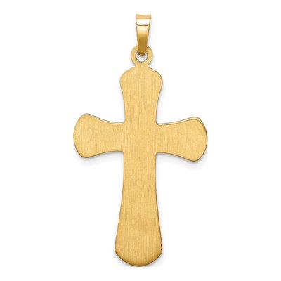 14K Yellow Gold Hollow Beaded Edge Cross Pendant – view 4