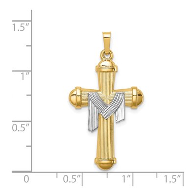 14K Two-Tone Gold Draped Cross Pendant – view 5