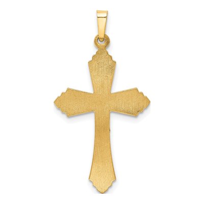 14K Two-Tone Gold Fleur de Lis Crucifix Pendant – view 4