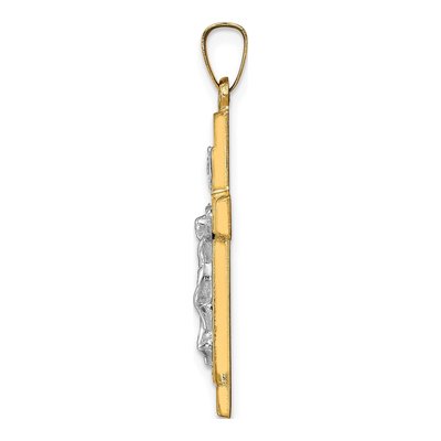 14K Two-Tone Gold Latin Crucifix Pendant – view 3