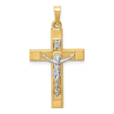 14K Two-Tone Gold Latin Crucifix Pendant