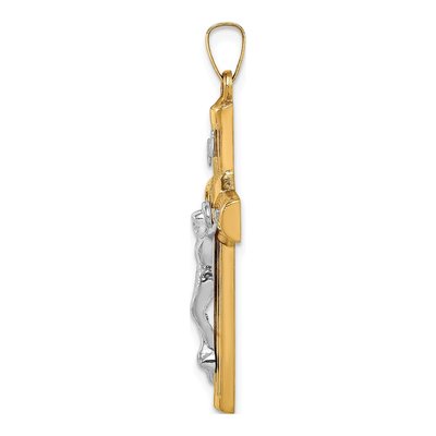 14K Two-Tone Gold Hollow Crucifix Pendant – view 3