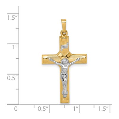 14K Two-Tone Gold Hollow Crucifix Pendant – view 4