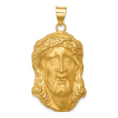 14K Yellow Gold Large Jesus Medal Pendant
