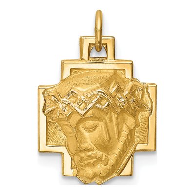 14K Yellow Gold Small Jesus Cross Medal Pendant