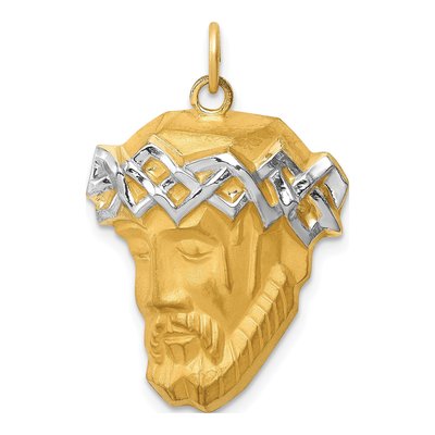 14K Yellow Gold Large Jesus Medal Pendant