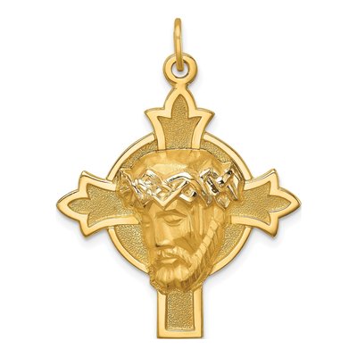 14K Yellow Gold Jesus Medal Cross Pendant
