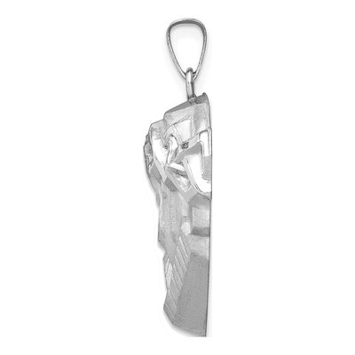 14K White Gold Hollow Jesus Medal Pendant – view 3