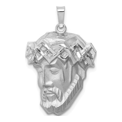 14K White Gold Hollow Jesus Medal Pendant