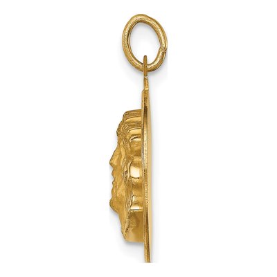 14K Yellow Gold Small Round Jesus Medal Pendant – view 3