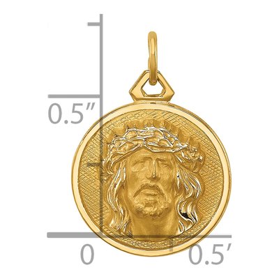 14K Yellow Gold Small Round Jesus Medal Pendant – view 5