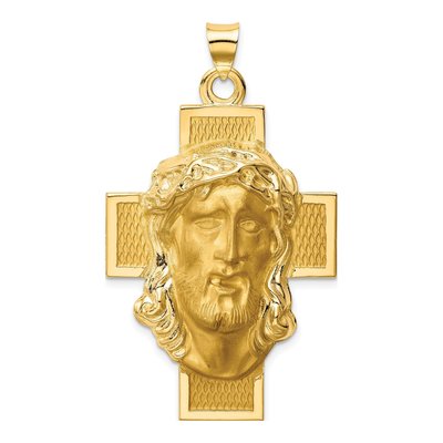 14K Yellow Gold Jesus Cross Medal Pendant