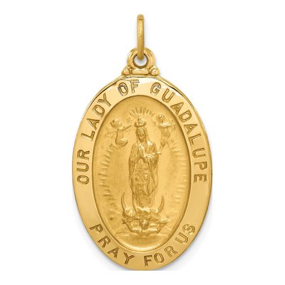 14K Yellow Gold Our of Guadalupe Medal Pendant