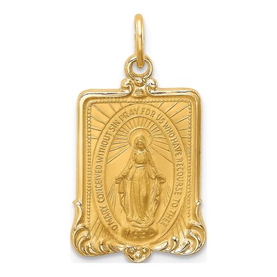 14K Yellow Gold Miraculous Medal Pendant