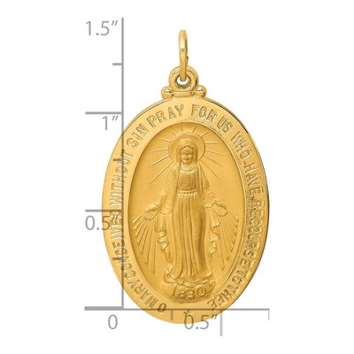 14K Yellow Gold Large Oval Miraculous Medal Pendant – view 4