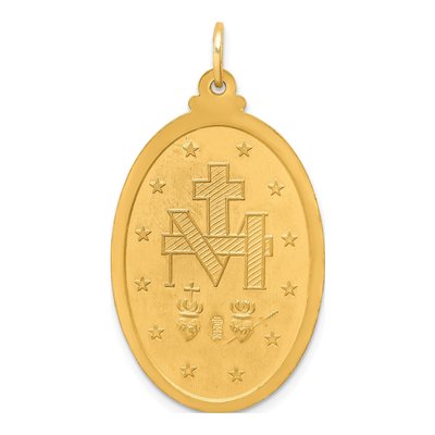 14K Yellow Gold Large Oval Miraculous Medal Pendant – view 5