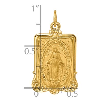 14K Yellow Gold Miraculous Medal Rectangle Pendant – view 4